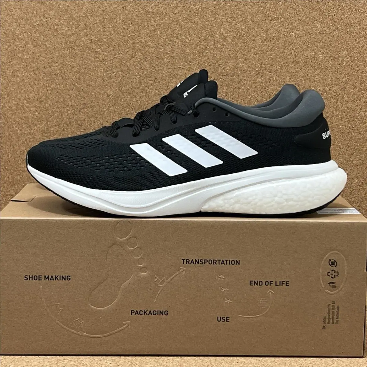 Adidas Supernova 2.0 Men`s Size 12 Running Shoes Black White Grey Athletic Shoes