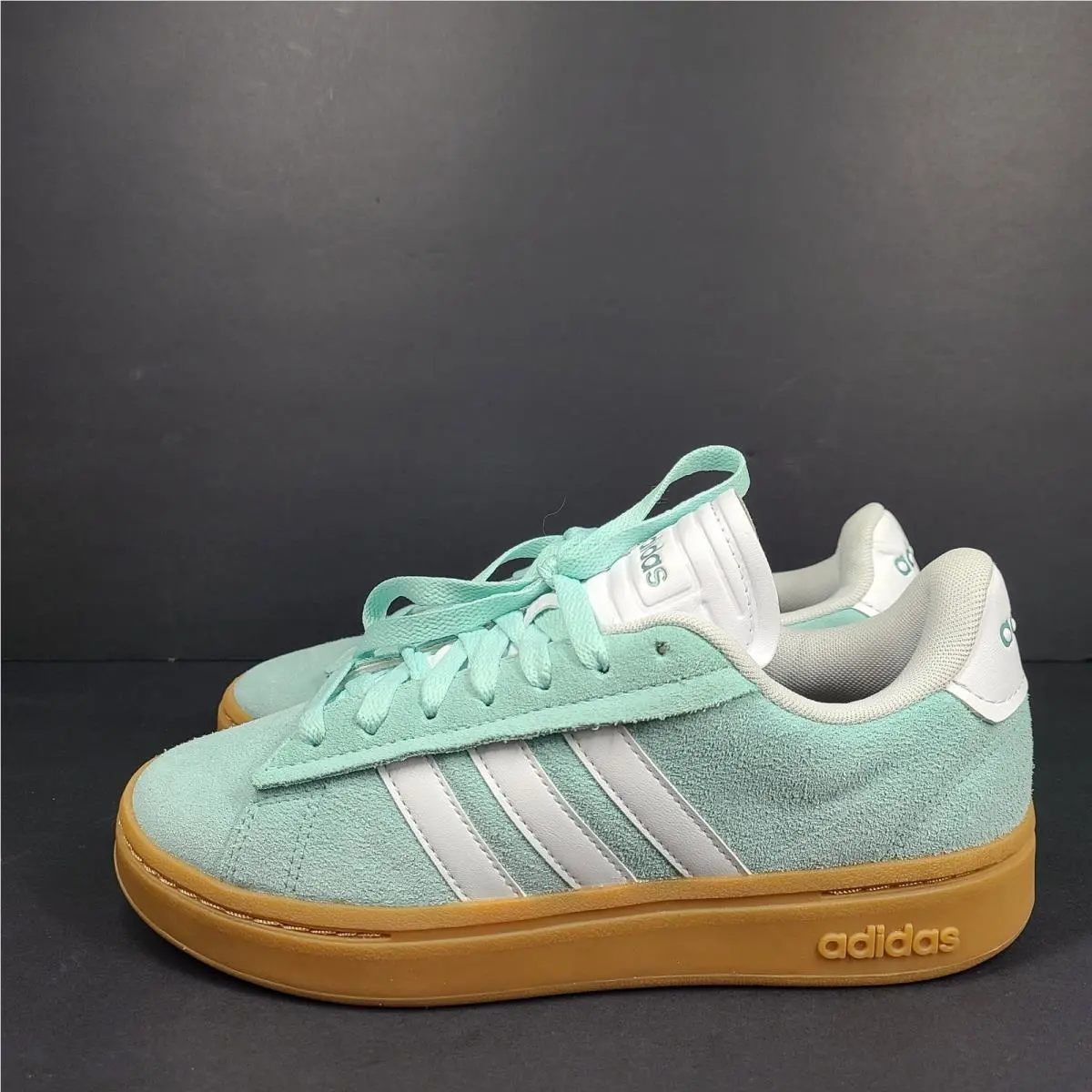 Adidas Women`s Grand Court Alpha Leather Suede Sneakers ID8860 Aqua Mint Sz 8.5