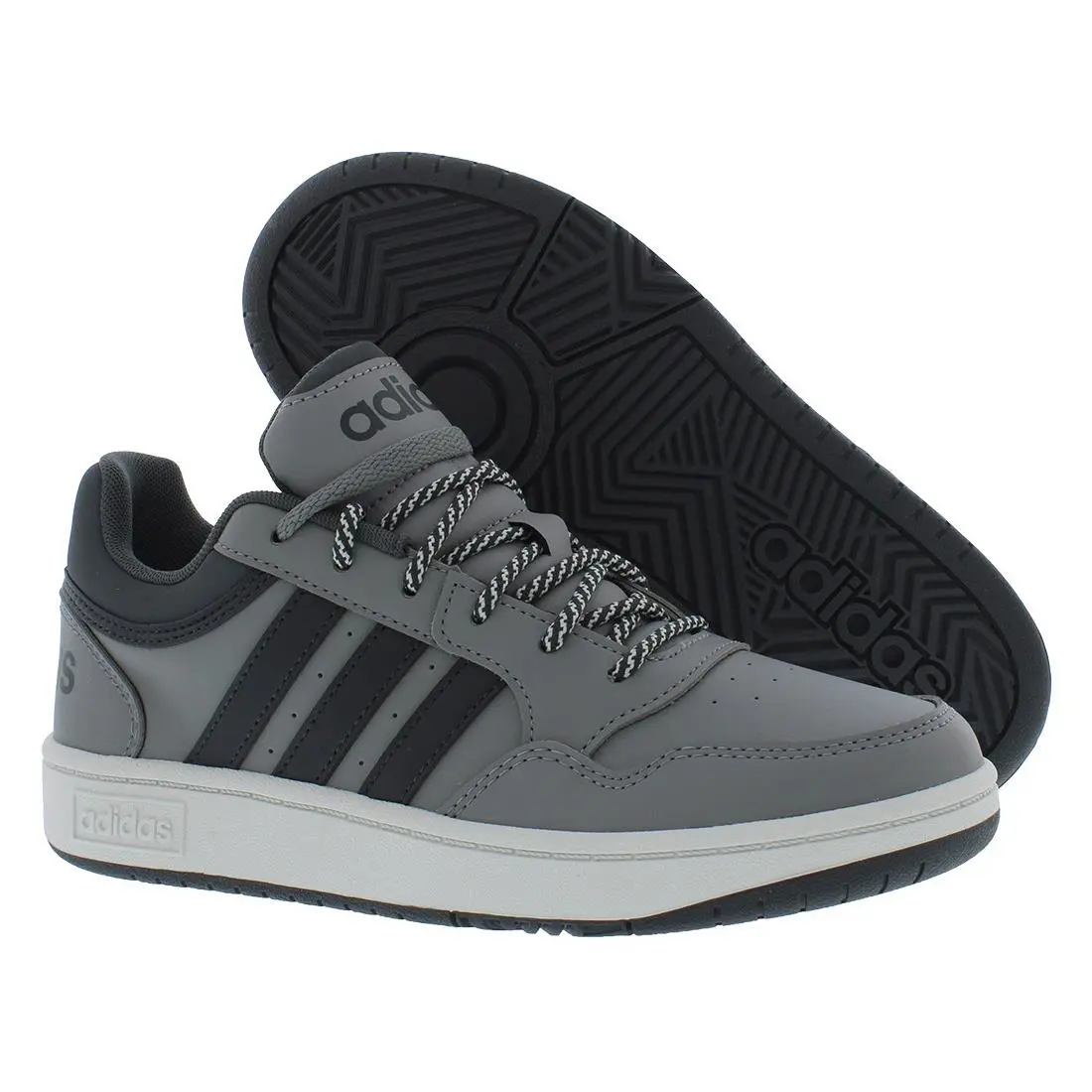 Adidas Hoops 3.0 GS Boys Shoes Size 3.5 Color: Gray/white - Gray/White, Main: Grey