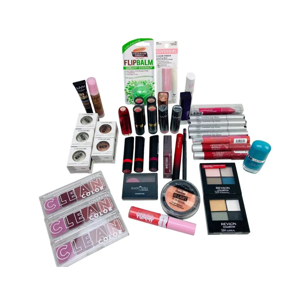 42 Pc Mixed Lot Of Makeup Products Covergirl Revlon Maybelline Nyx Rimmel More