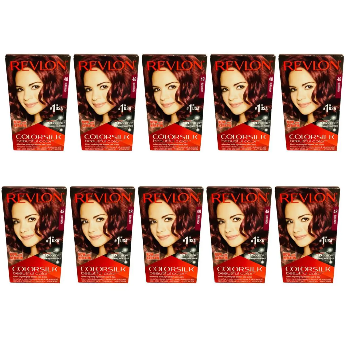 Colorsilk Burgundy 48 Hair Dye with Keratin Lot of 10 by Revlon
