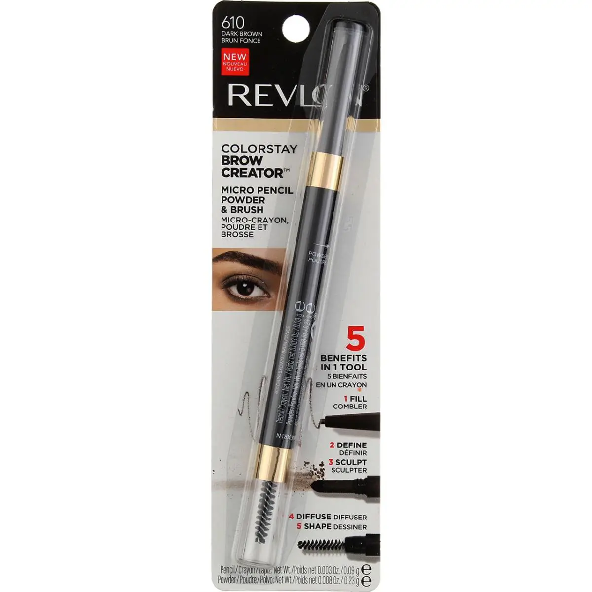 4 Pack Revlon Colorstay Brow Creator Dark Brown 610 0.003 oz - Brown