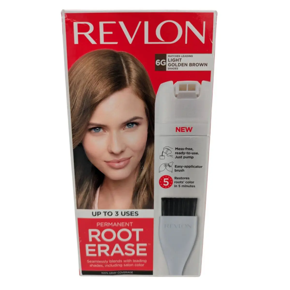 Revlon Root Erase 6G Light Golden Brown Women`s Hair Color Cream Check Date Pic