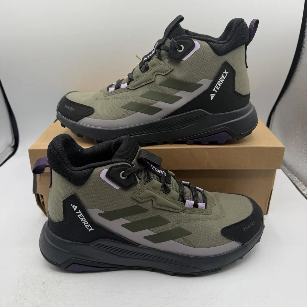 Adidas Terrex Anylander Mid Rain.rdy Hiking Boots Womens Sz 9 Olive Green JQ9965