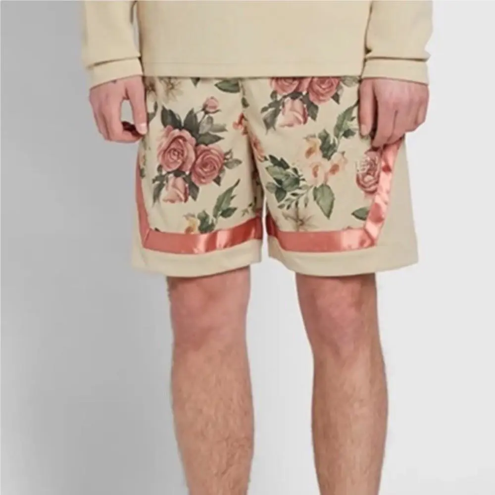 Adidas Eric Emanuel Logo Shorts in Khaki Floral