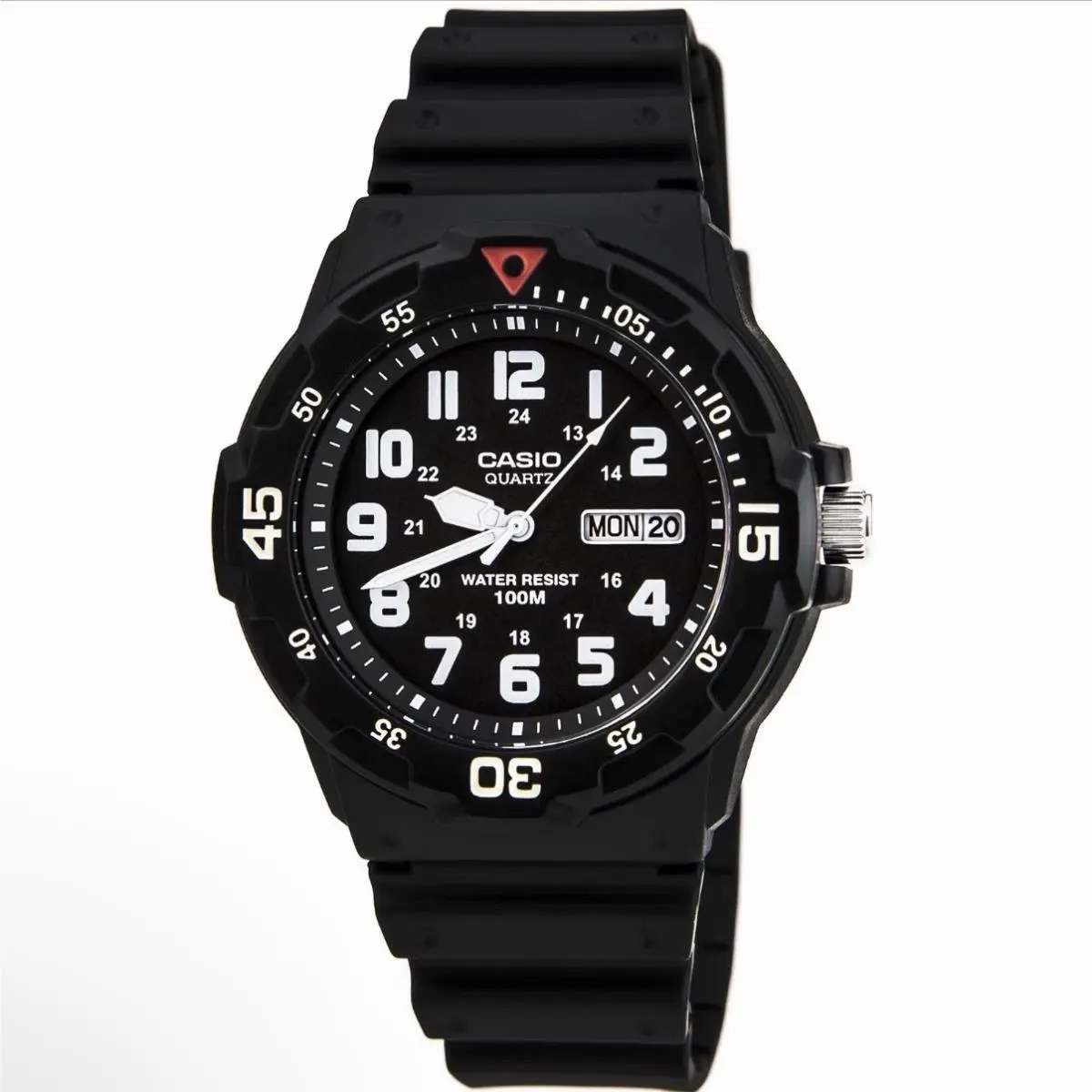 Men`s Watch Classic Diver Dual Time Black Dial Resin Strap MRW200H-1B by Casio