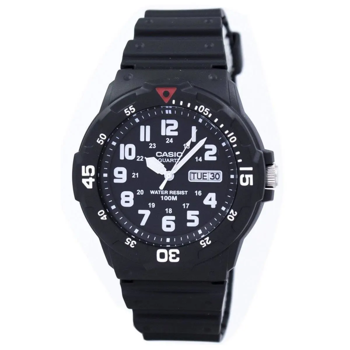 Casio Quartz Analog Black Dial Resin Strap MRW-200H-1BVDF 100M Men`s Watch