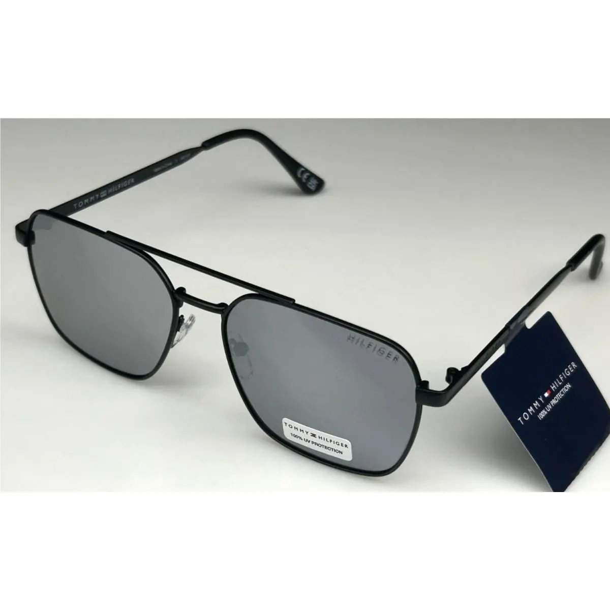 Tommy Hilfiger Men`s Black Frame Mirror Lens Designer Sunglasses MM OM687