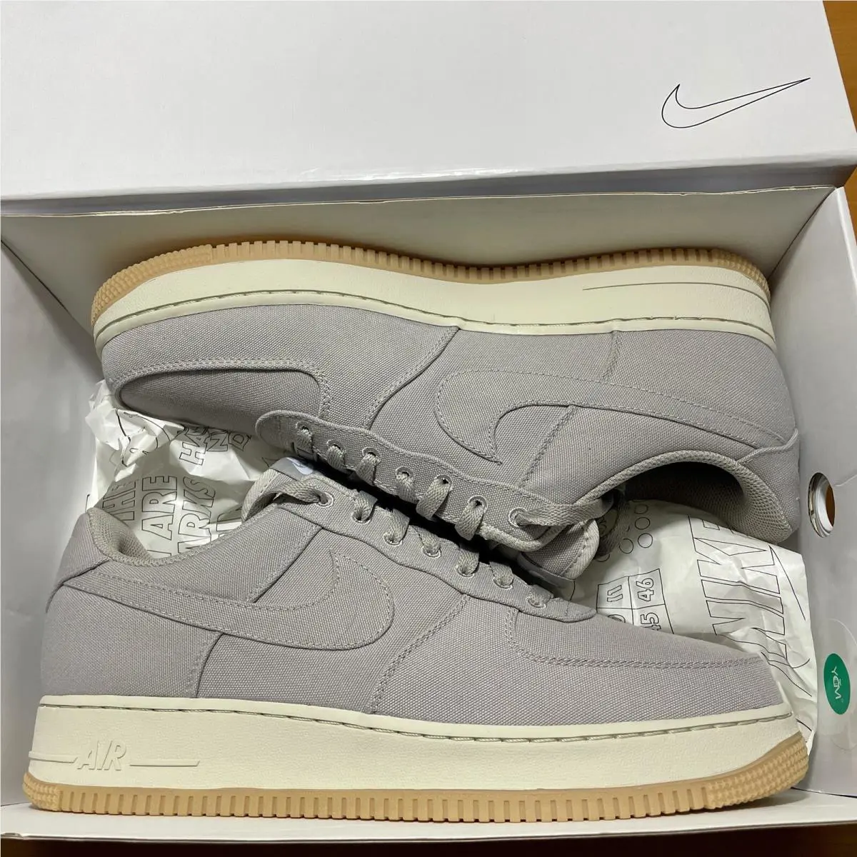 Nike Air Force 1 Low Canvas Sz 11.5 DS Nby Cobblestone Grey Cvs Gum By You ID