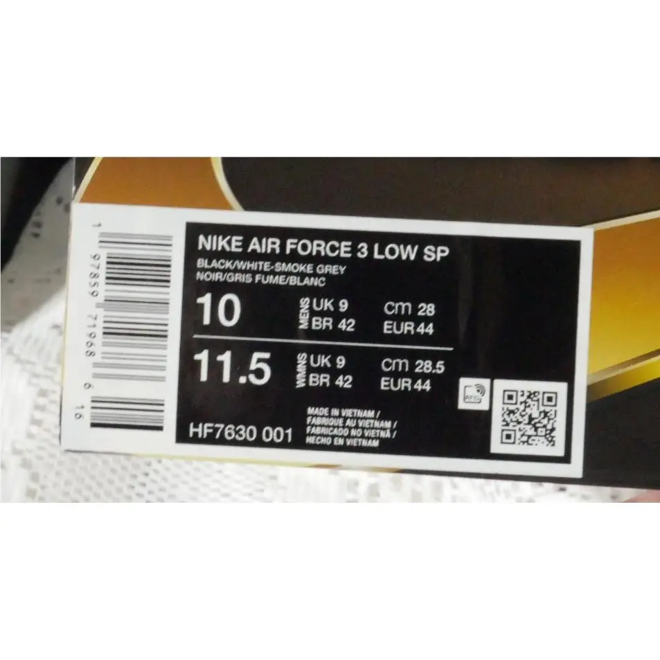 Nike shoes - Nike Air Force 3 - Air Force - HF7630-001 - BLACK, WHITE AND SMOKE GRAY (UPC: 197859719686) 15
