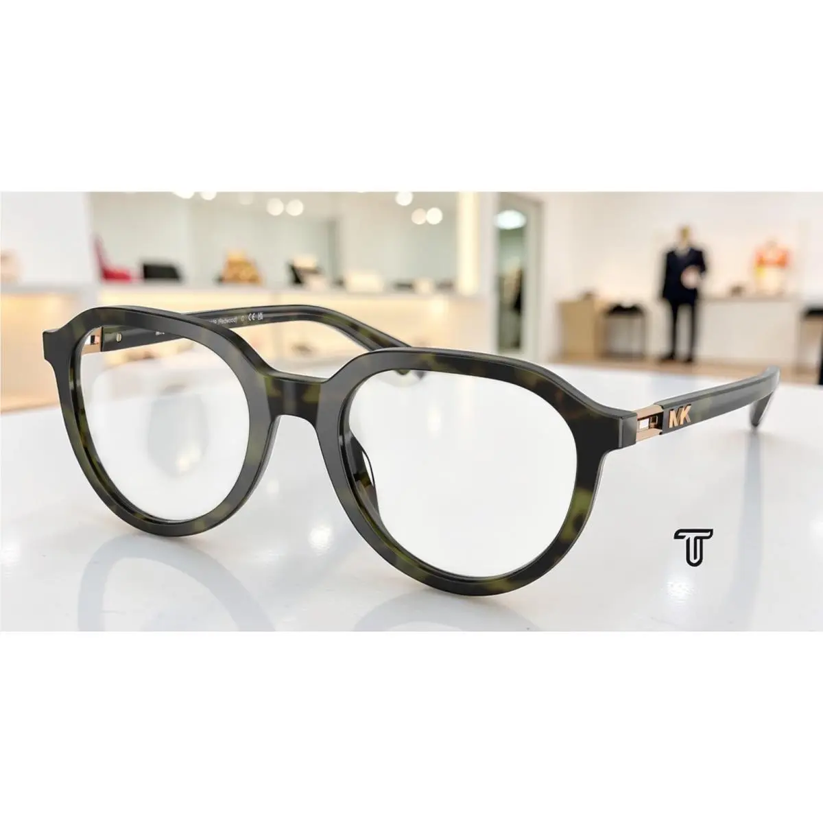 Michael Kors MK4129 3943 Redwood Olive Tortoise Demo Lens 53 mm Men`s Eyeglasses