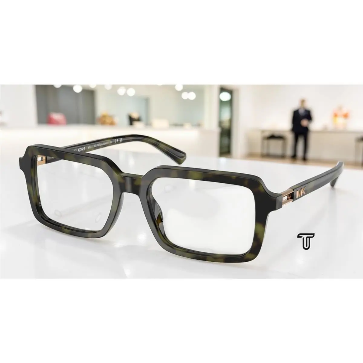 Michael Kors MK4130 3943 Yellowstone Olive Tortoise Demo Lens 55 Mens Eyeglasses