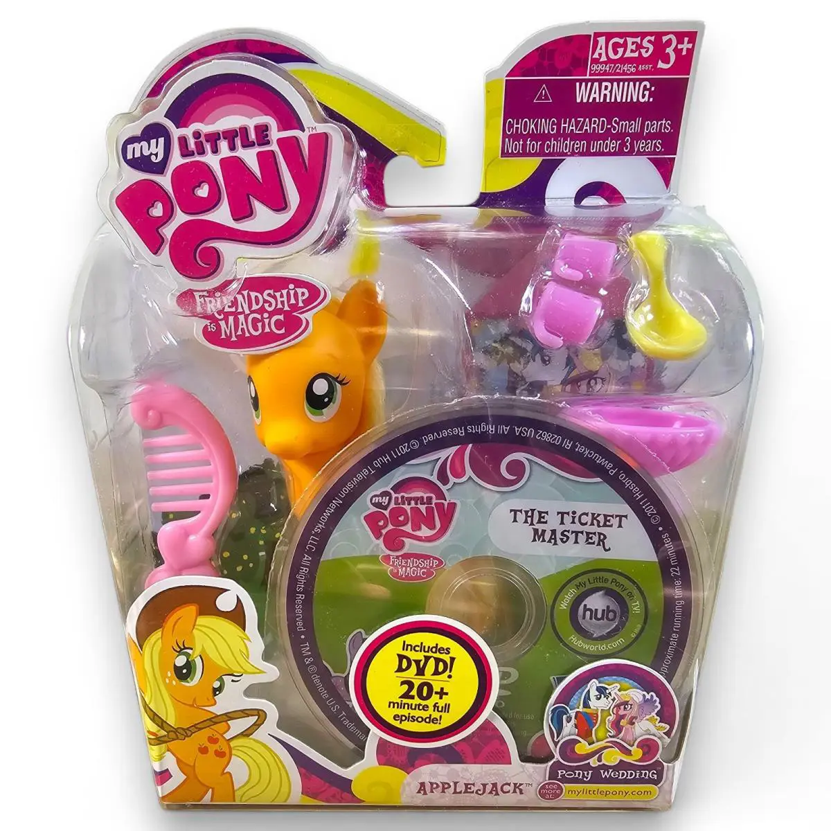 Hasbro My Little Pony Applejack Brushable G4 Figure w/ Dvd Pony Wedding Mlp
