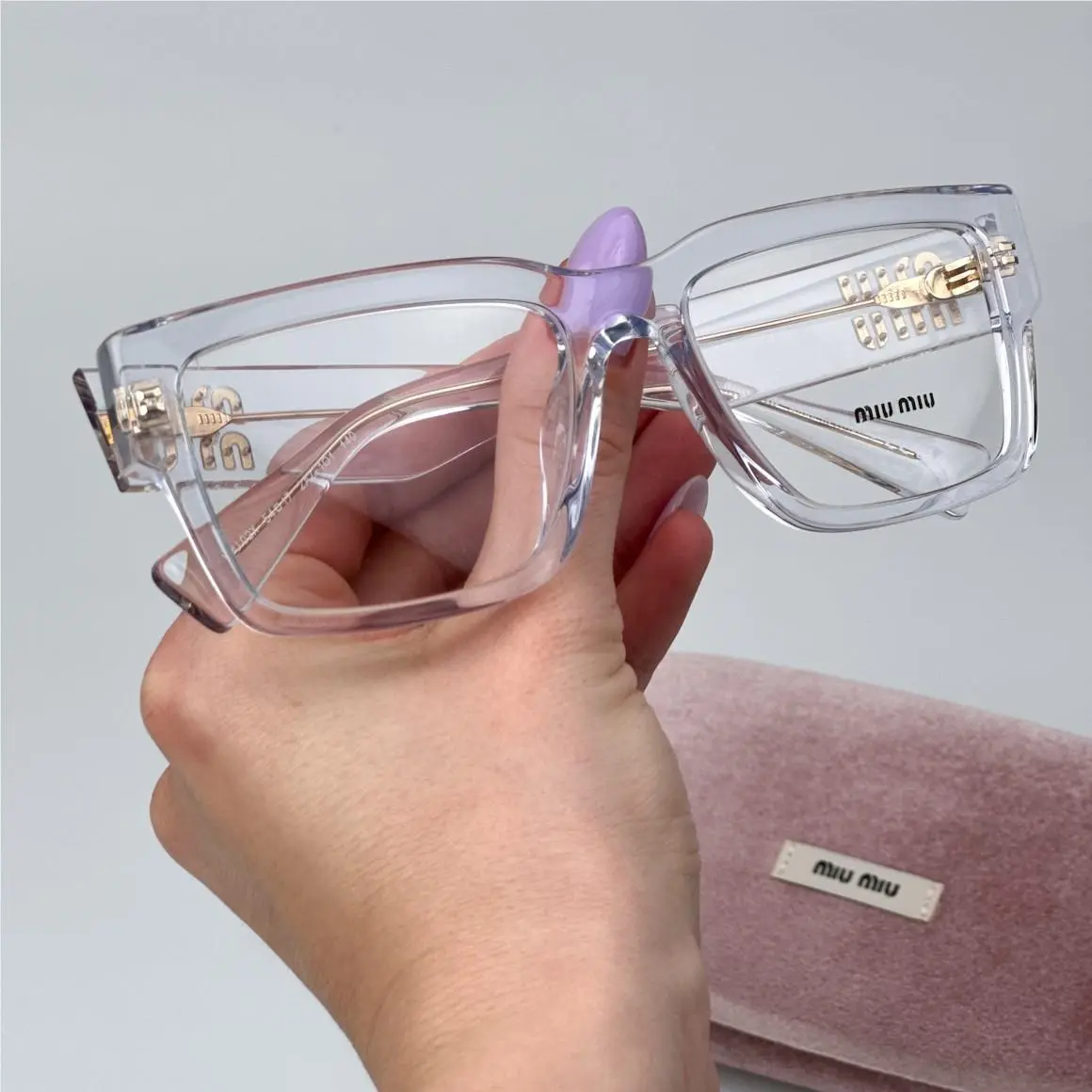 Miu Miu Women Eyeglasses Transparent Clear Rectangle MU02XV 2AZ1O1