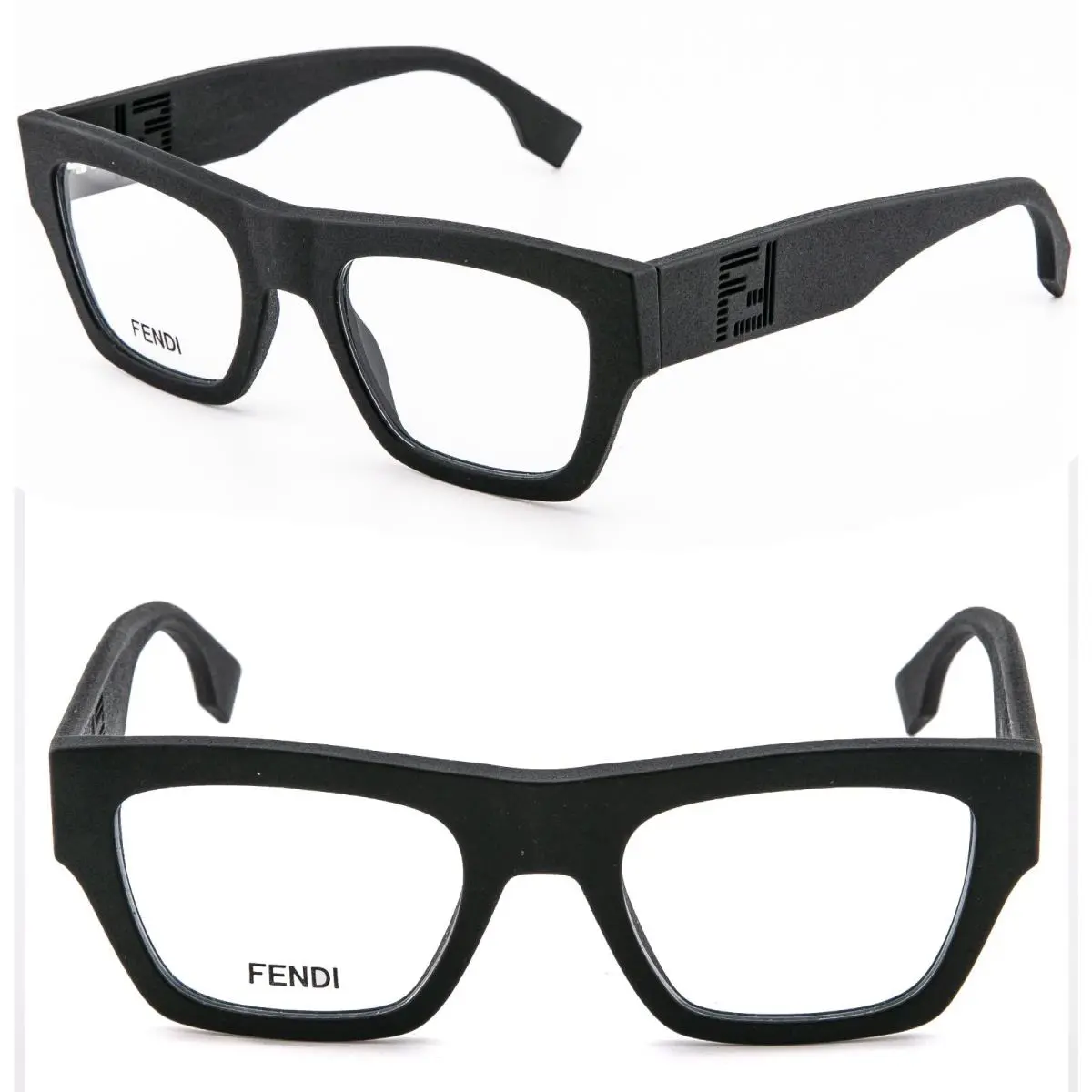Fendi Shadow 3D Print 50069 002 Matte Black Eyeglass Optical Frame 51mm FE50069I