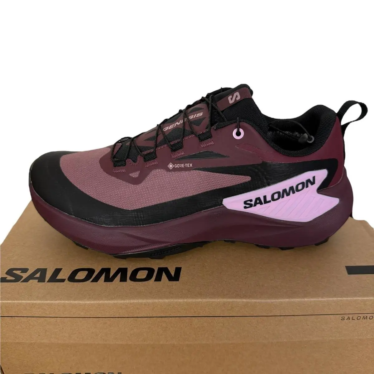 Salomon Genesis Gtx Gore Tex Womens 6 Eur 37.33 Trail Running Shoes Rose Black