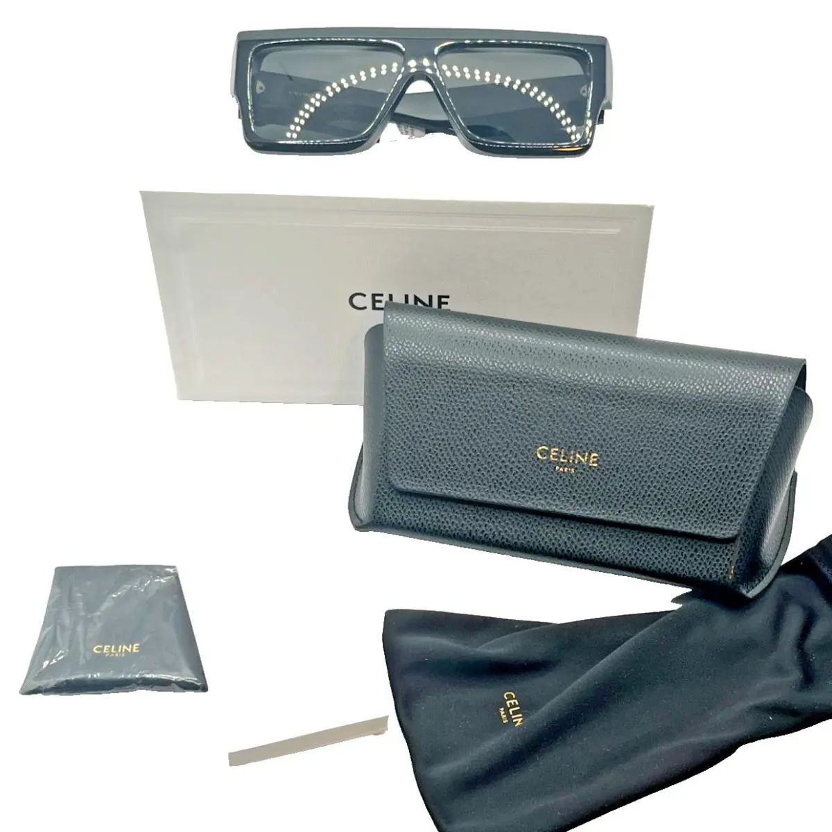 Celine Paris Sunglasses Black 60MM Flat-top Square Full Set CL40092101A