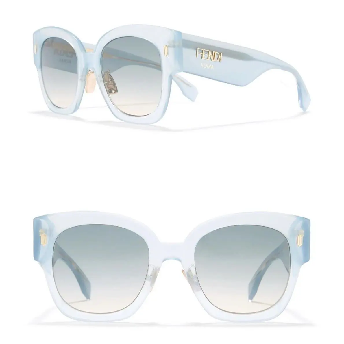 Fendi FF0458/G/S Mvupr 52mm Oversized Square Sunglasses Azure Blue / Gradient - Frame: Blue, Lens: Blue