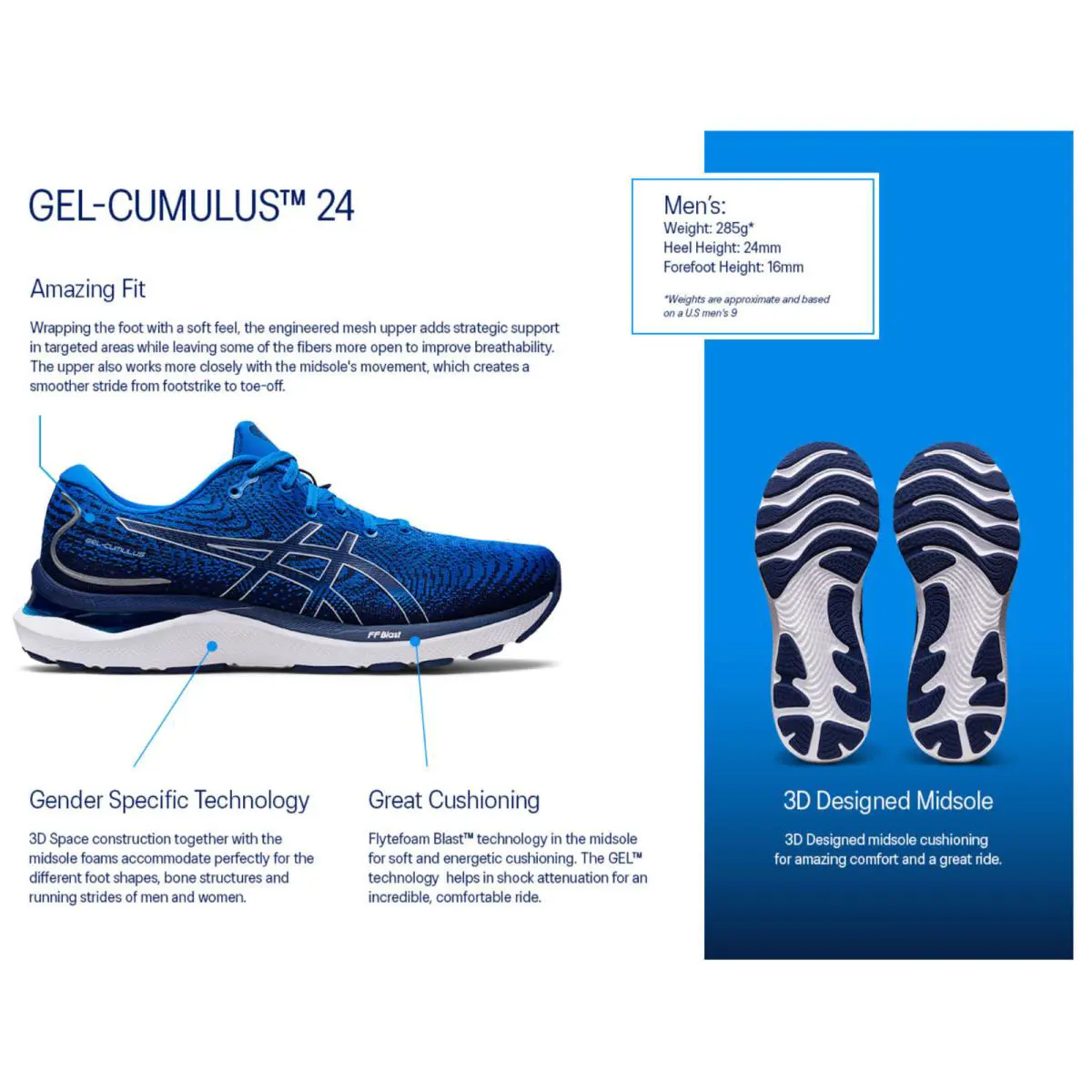 Asics shoes - ASICS Gel-Cumulus 24 - 1012B206023 - Piedmont Grey/Piedmont Grey 6