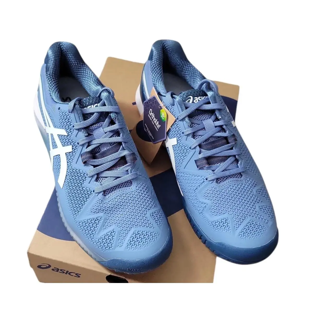 Asics Men`s Gel-resolution 8 Tennis Shoes Blue Harmony/white US 9 Wide