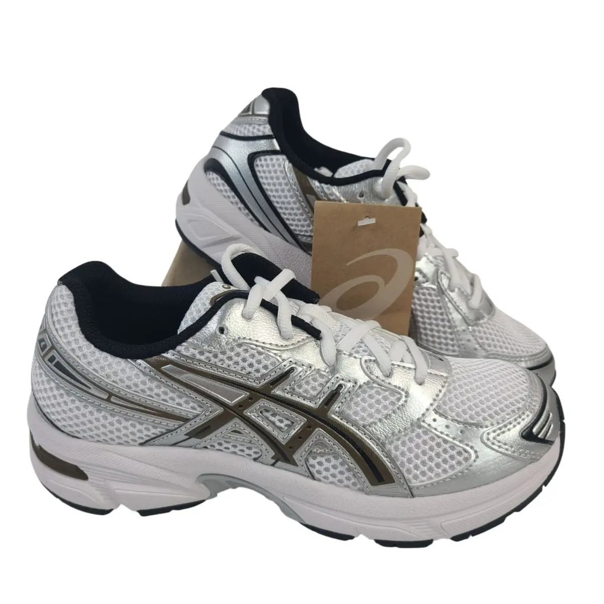Asics Gel-1130 GS Kids Running Shoes White Silver Sneakers Sz 4.5