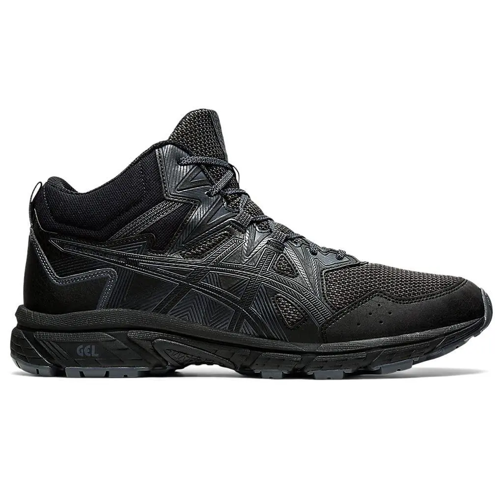Size 9.5 - Asics Men`s Gel Venture 8 Mid Top Running Shoes Blk/blk 1011A993-001