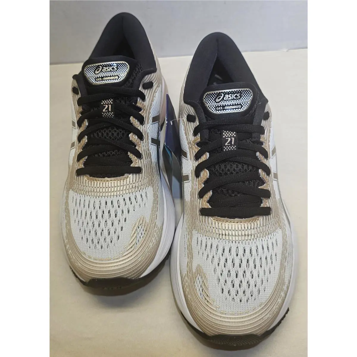 Asics shoes - ASICS GEL-NIMBUS 21 PLATINUM - PLATINUM - 1012A608-100 - White/Frosted Almond/Black 20