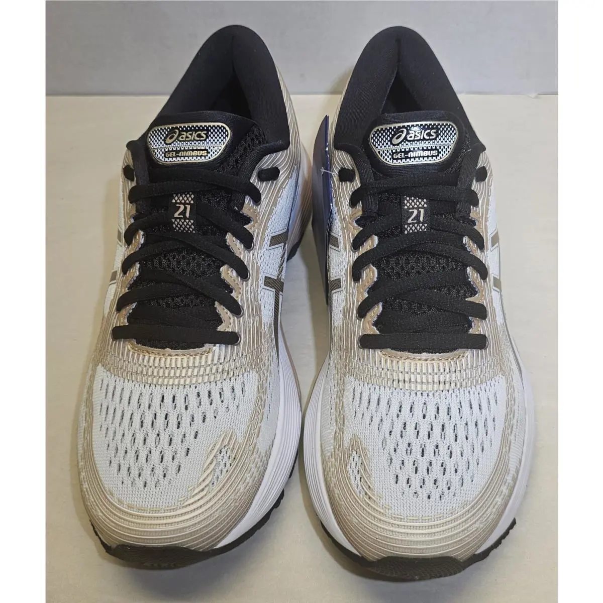 Asics shoes - ASICS GEL-NIMBUS 21 PLATINUM - PLATINUM - 1012A608-100 - White/Frosted Almond/Black 7