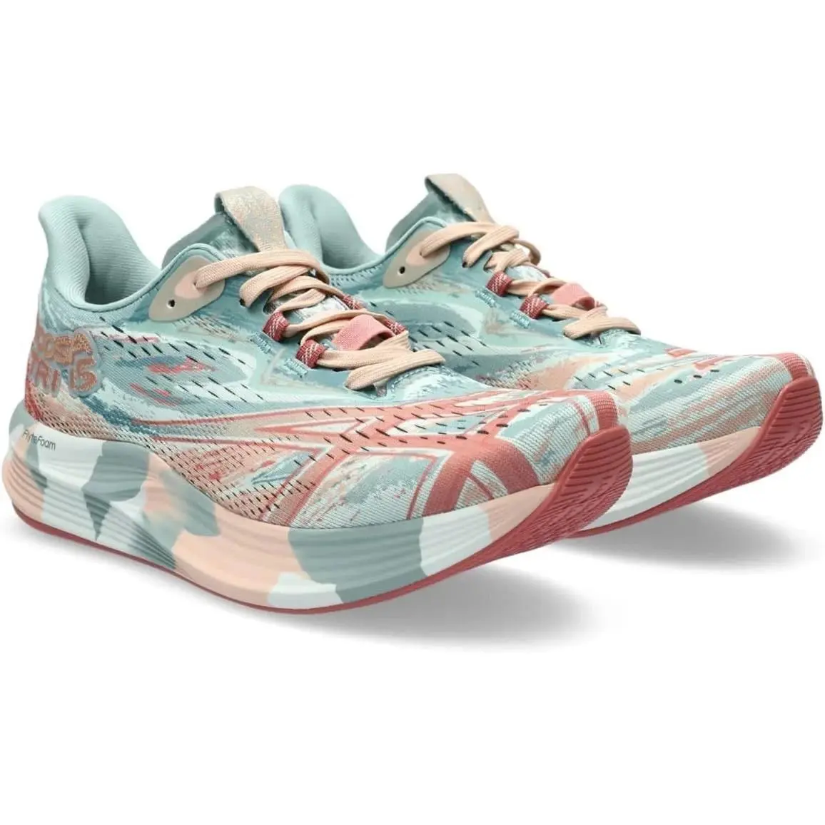 Asics Women`s Noosa Tri 15 Running Shoes 9 M Pure Aqua/pale Apricot Rare