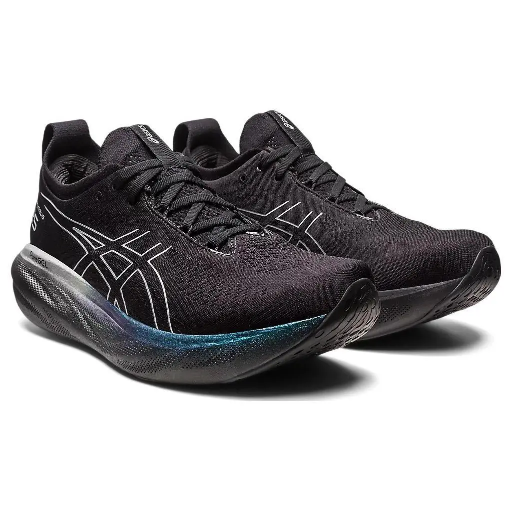 Asics Gel-nimbus 25 Platinum Women`s 9.5M Running Shoes Lowtop Black Pure Silver