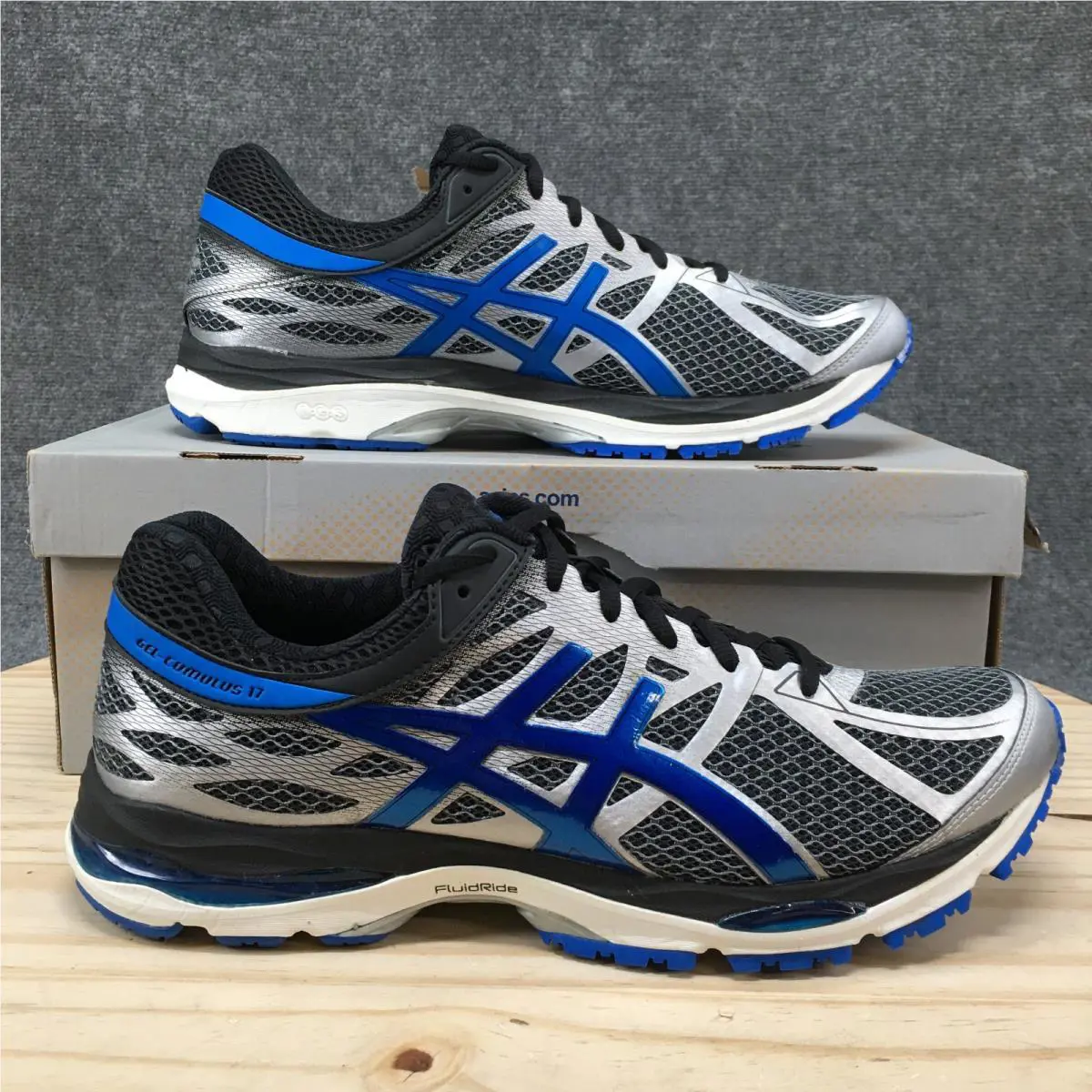 Asics Gel Cumulus 17 Running Shoes Mens 14 Athletic Sneakers Blue Silver