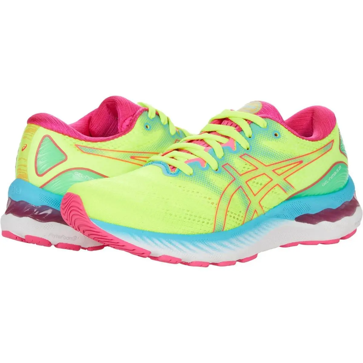 Asics Gel-nimbus Women`s 23 Sneakers Rare Hot Yellow Aquarium Blue Shoes 9.5
