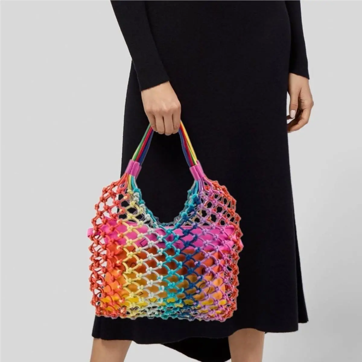 Stella Mccartney Rainbow Woven Mini Tote with Removable Insert