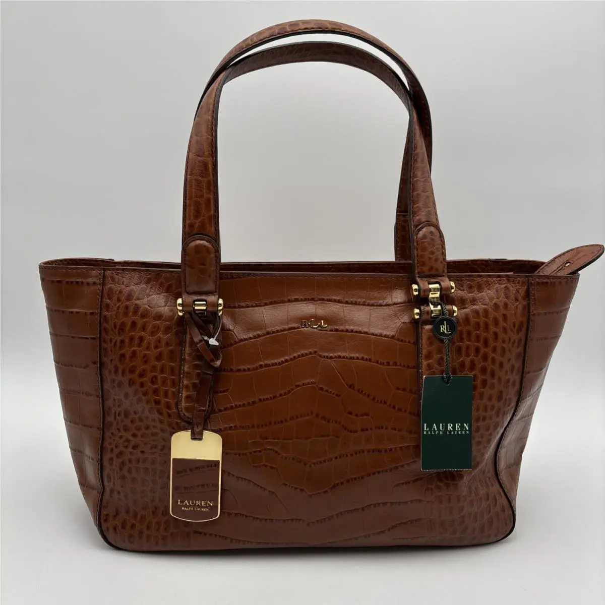 Ralph Lauren Lanesborough Leather Shopper Bourbon Alligator Handbag Rare
