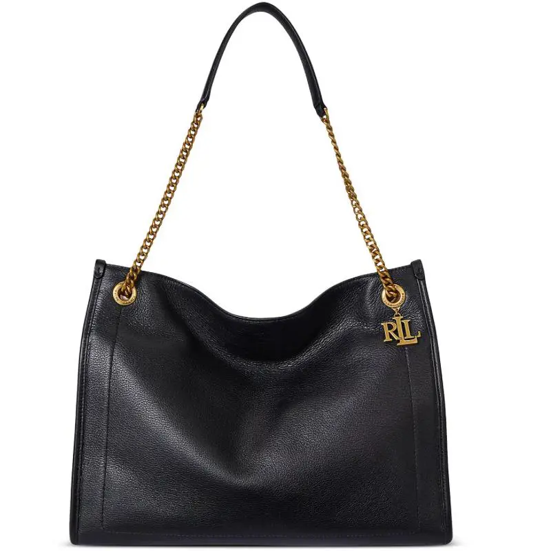 Ralph Lauren Pebbled Leather Large Bradley Tote Bag Black