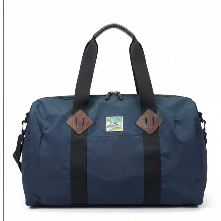 Polo Ralph Lauren Navy Blue Nylon Quilted Duffel Bag Weekender Travel Rare