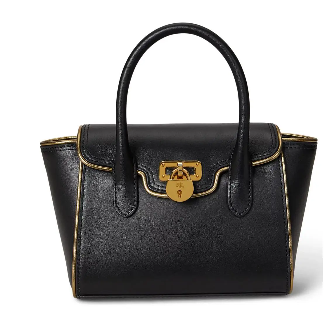 Ralph Lauren Tanner Small Satchel Bag Black/antique Gold