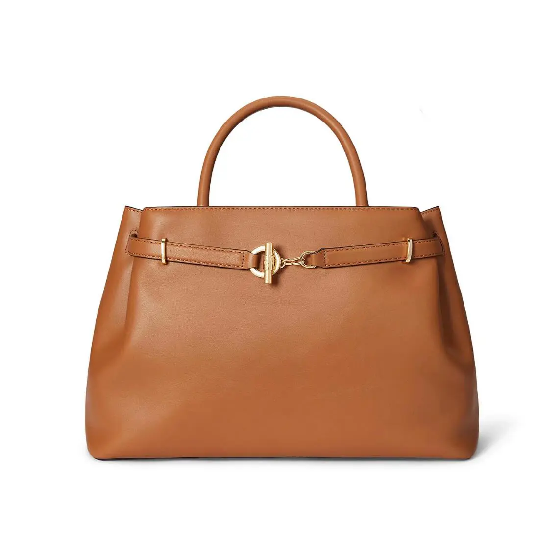 Ralph Lauren Leather Large Blaike Satchel Bag Lauren Tan
