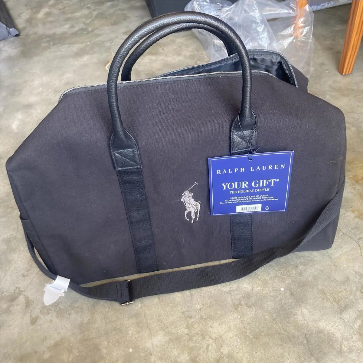 Ralph Lauren Polo Fragrances Black Duffle Bag Gym Weekender Carry On Travel