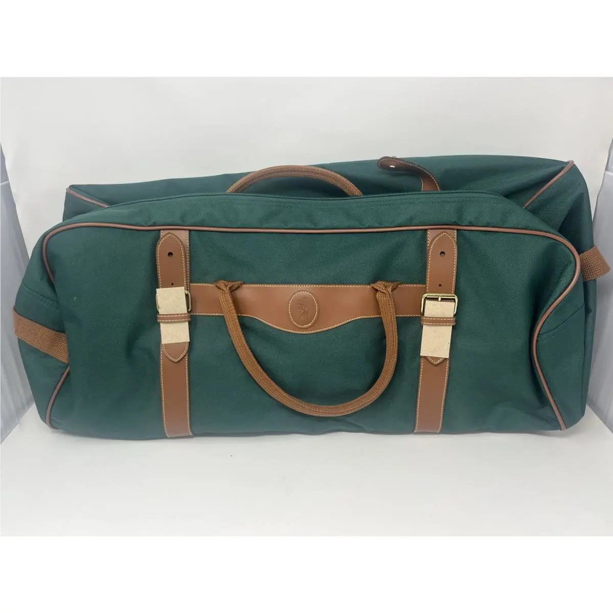 Set-polo Ralph Lauren Rolling Duffel/toiletry Bags Carry On Green Canvas Vtg