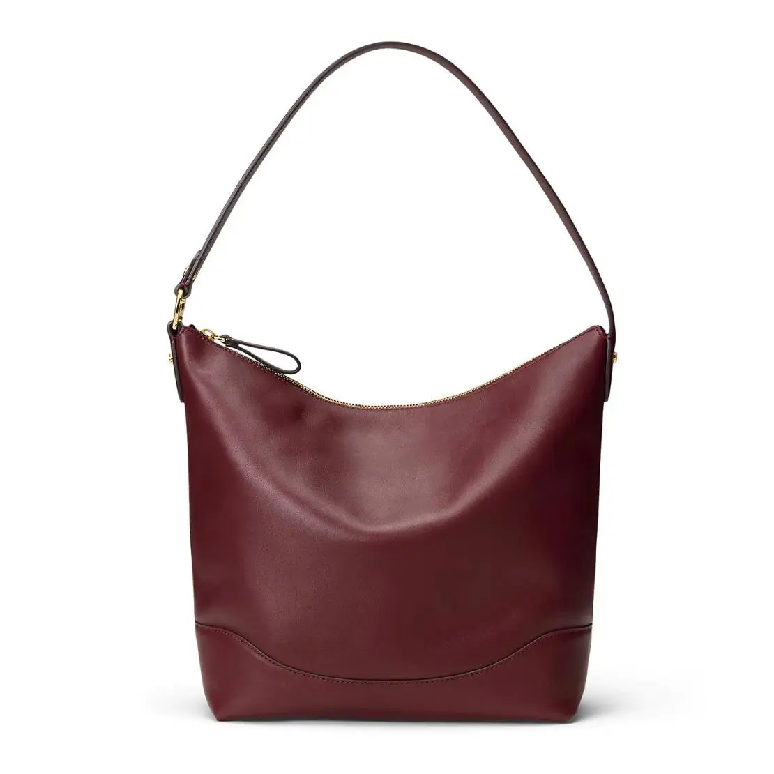 Ralph Lauren Large Smooth Leather Tasha Bucket Bag Dark Garnet
