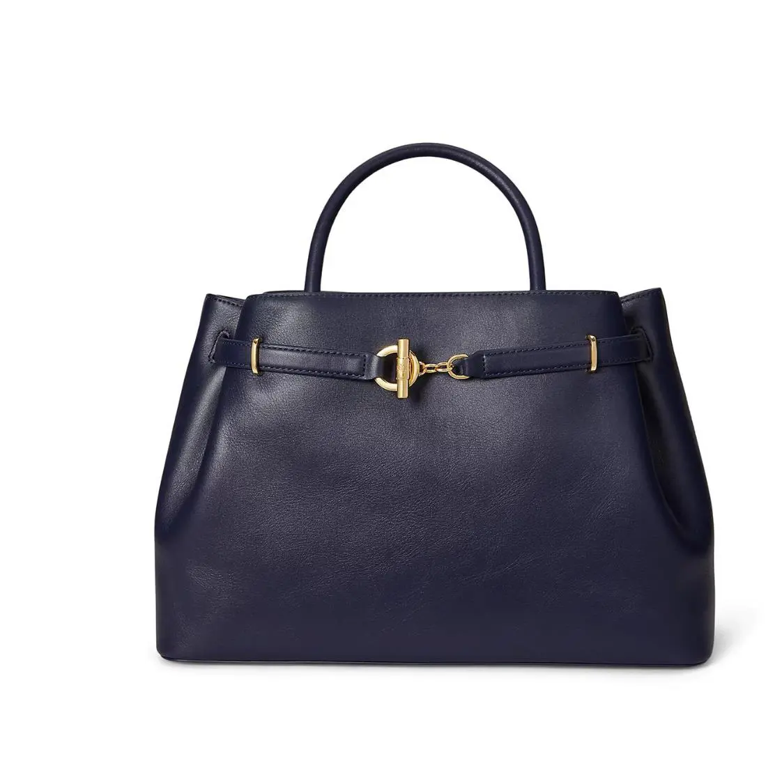 Ralph Lauren Leather Large Blaike Satchel Bag Refined Navy
