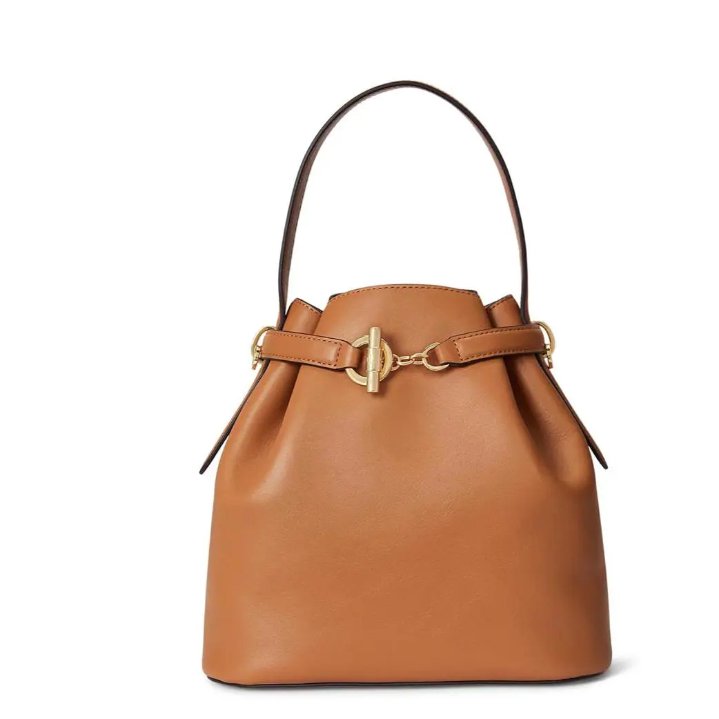 Ralph Lauren Small Leather Blaike Bucket Bag Lauren Tan