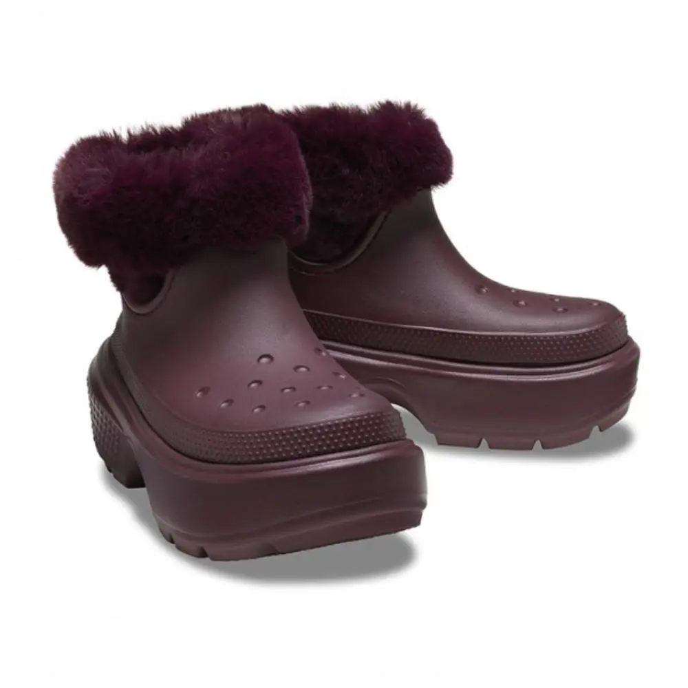 Crocs Stomp Lined 208718-6WD Boots Mens 12 Dark Cherry Lug Sole Platform JAX1195 - Red