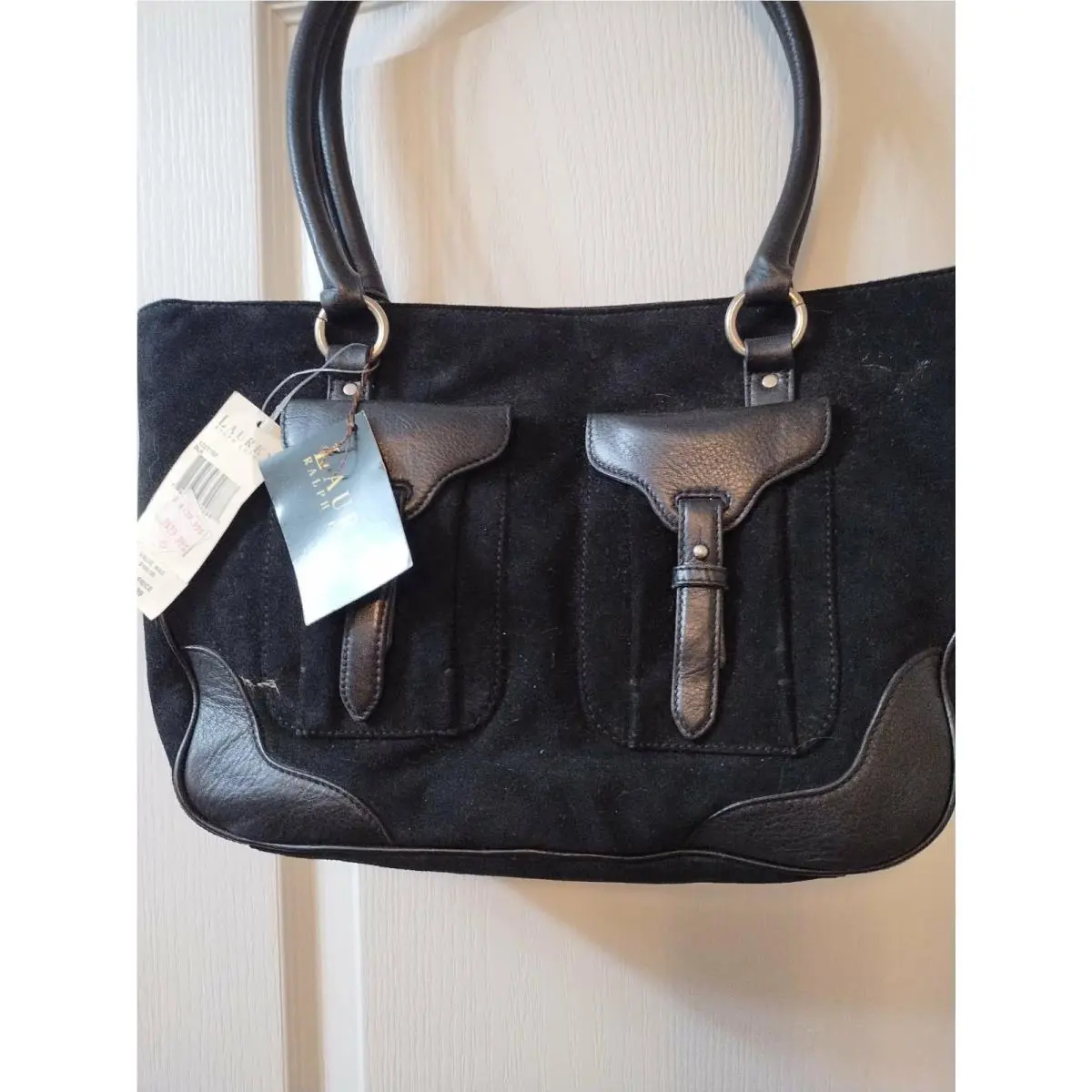 Lauren Ralph Lauren Handbag Purse Womens Color Black Suede Leather 198