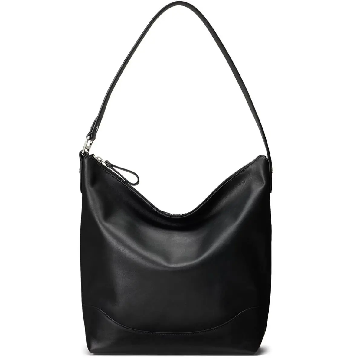 Ralph Lauren Large Smooth Leather Tasha Bucket Bag Black