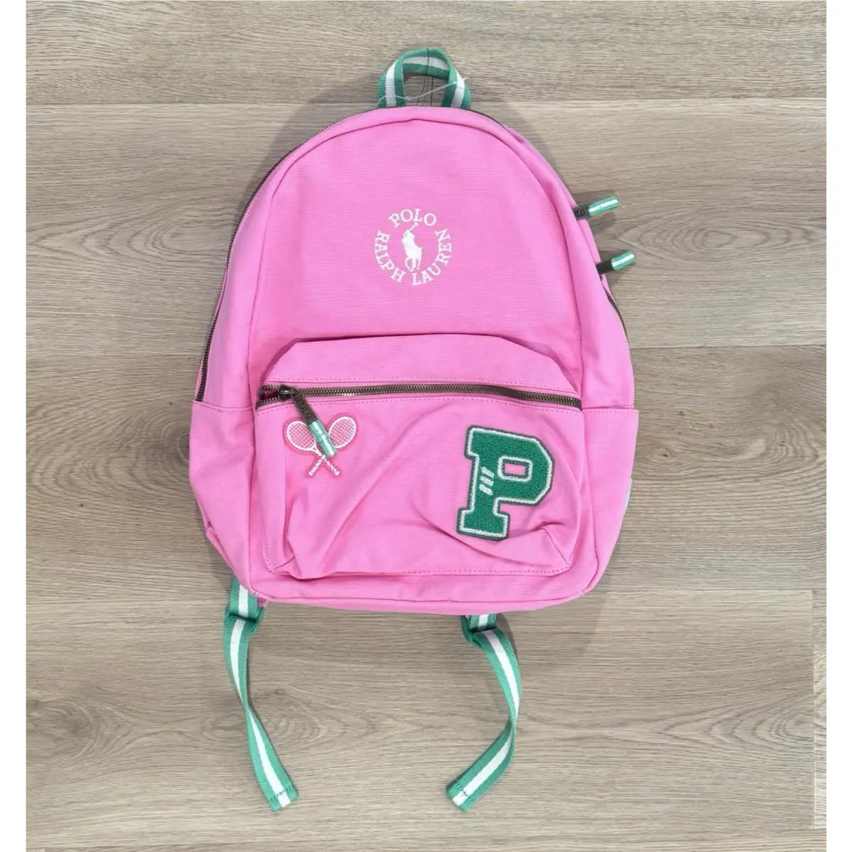 Polo Ralph Lauren Varsity Backpack Laguna Pink Big Logo Tennis Green