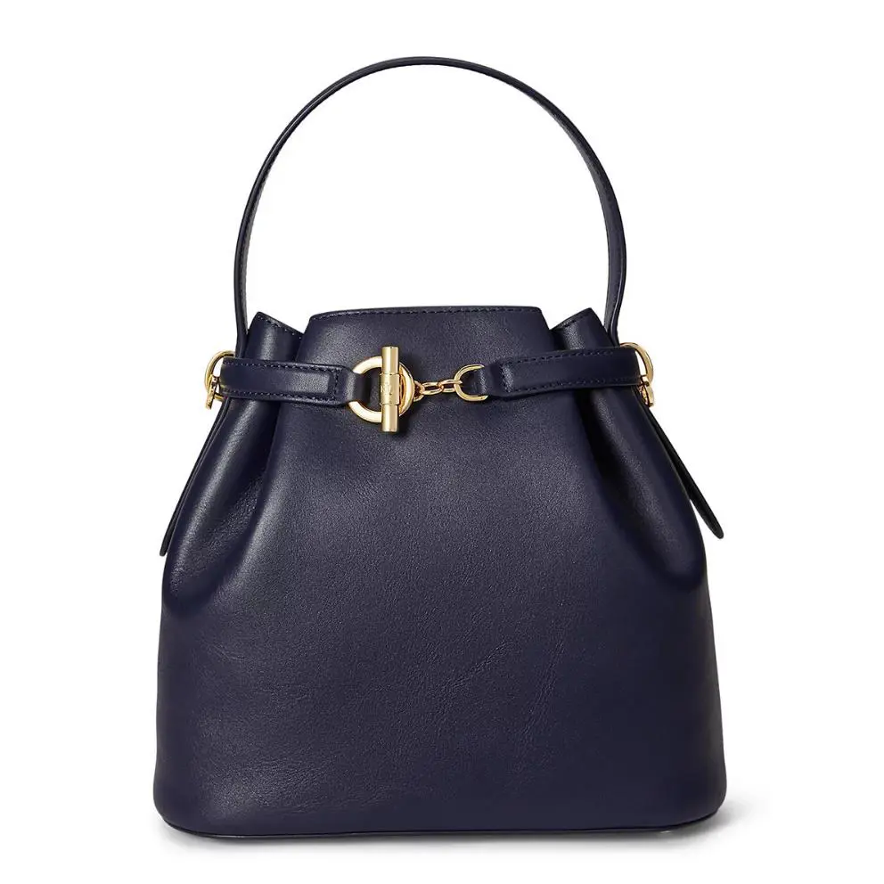 Ralph Lauren Small Leather Blaike Bucket Bag Navy
