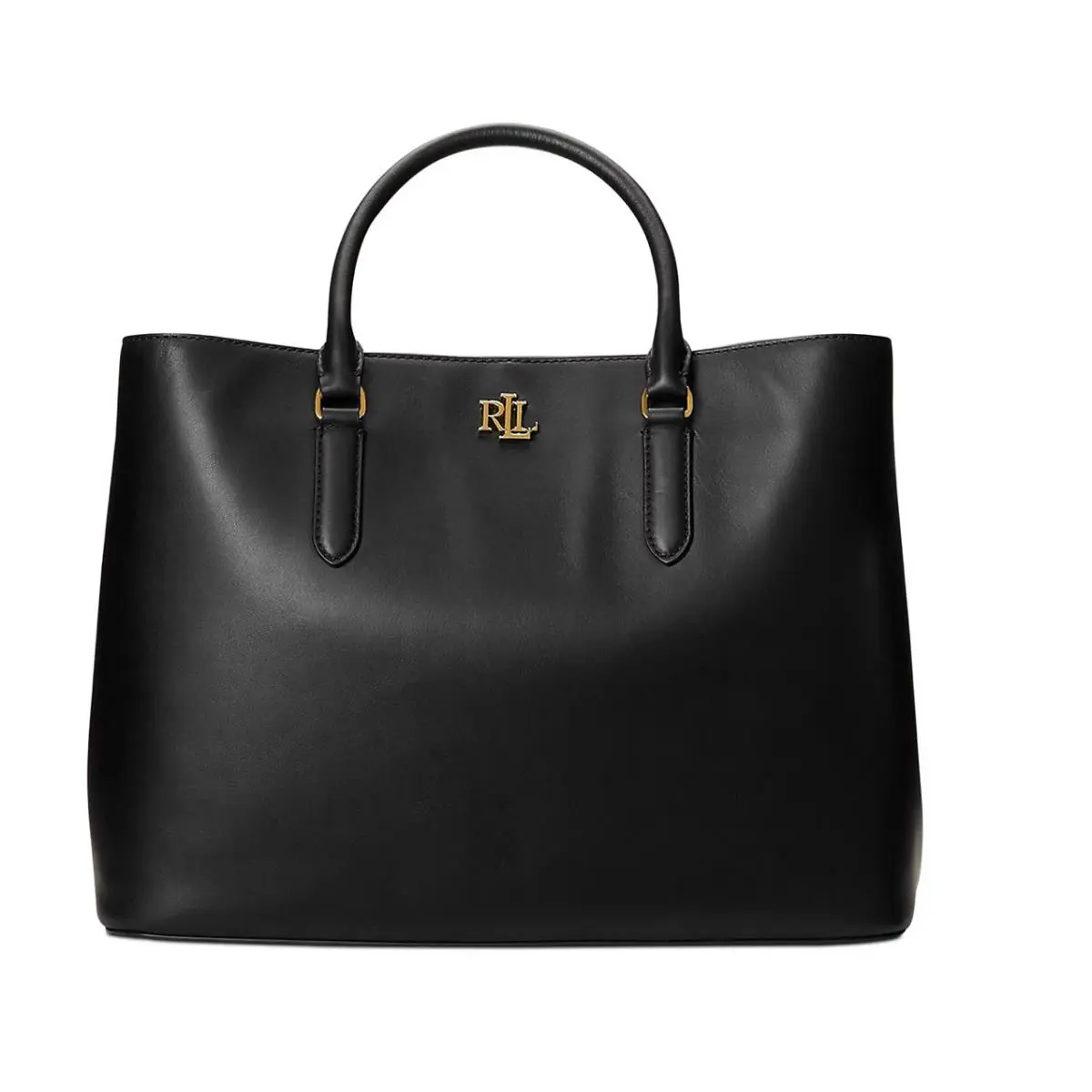 Ralph Lauren Full-grain Leather Large Marcy Satchel Bag Black
