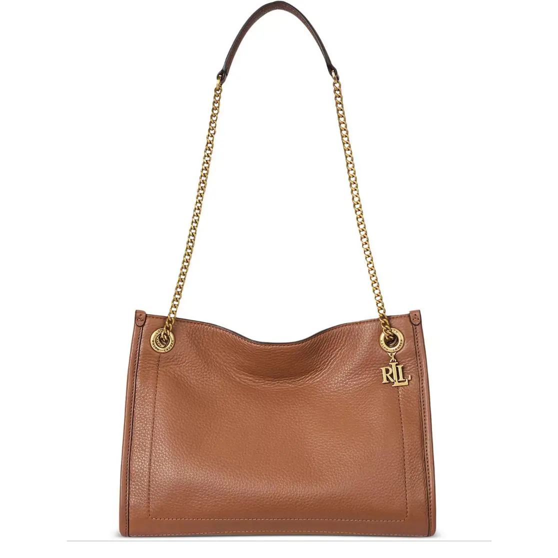 Ralph Lauren Bradley Small Pebbled Leather Tote Bag Lauren Tan